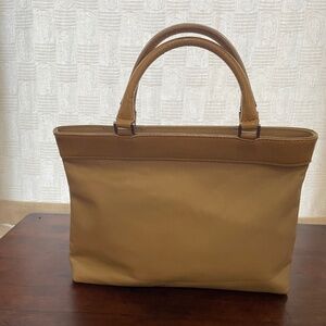 TALBOTS Beige Leather/Patent Leather Handbag - Like new!